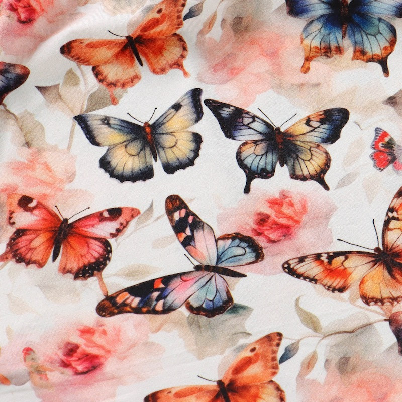 Butterfly Design Organic Cotton Girls Twirl Dress 2Y-10Y short sleeve 